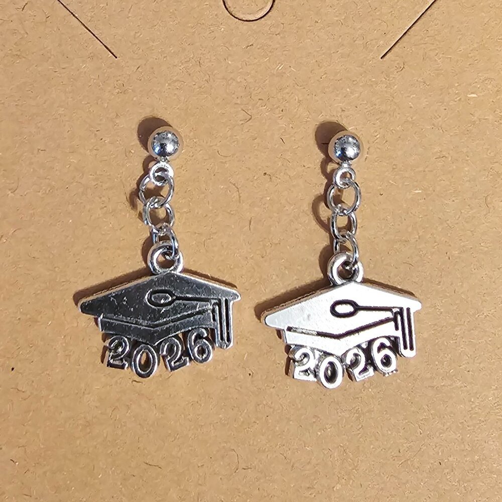 Class of 2026 Graduation Cap Stud Earrings
